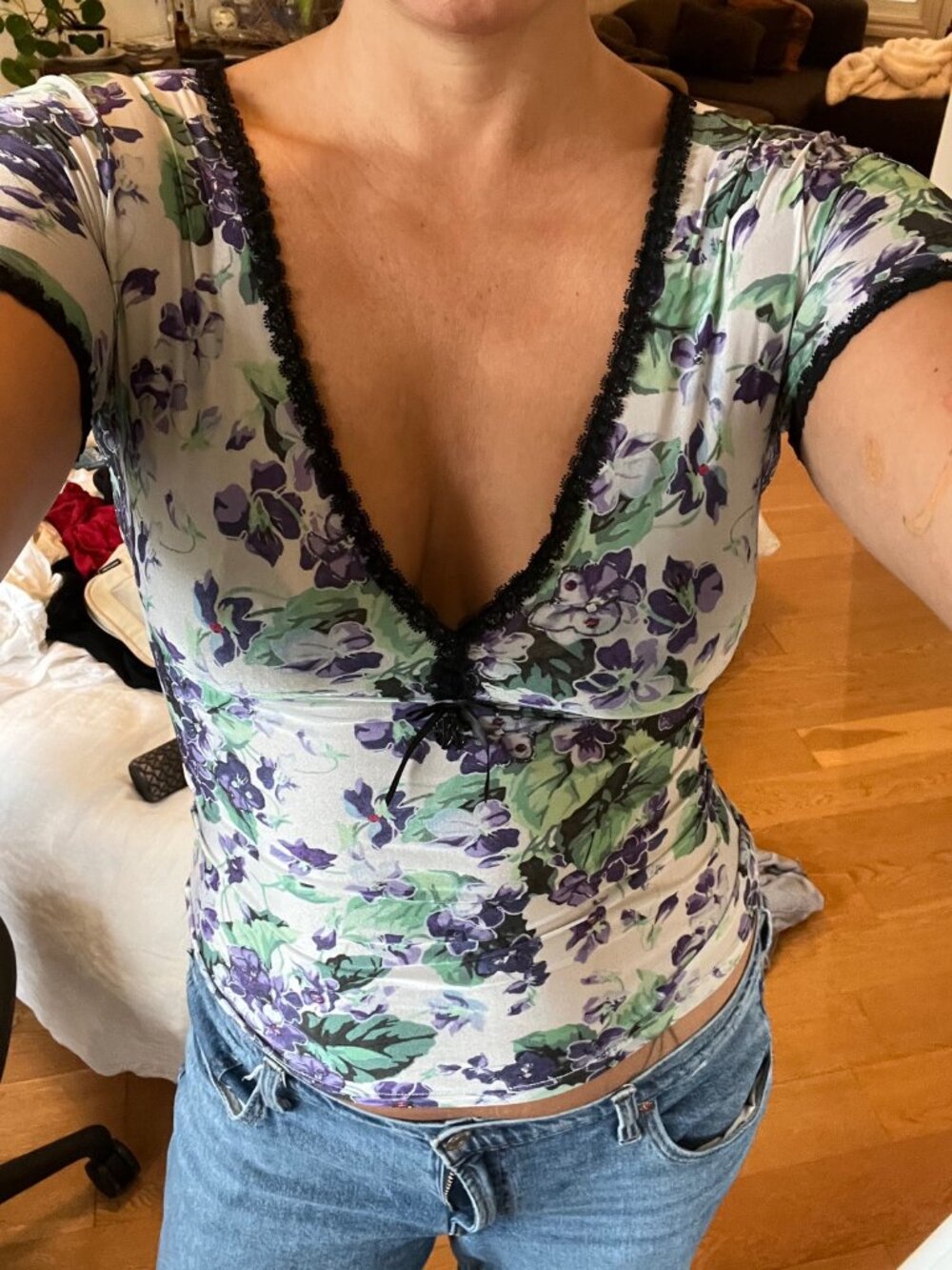 Roberto Cavalli V-Neck Vintage Y2K Top